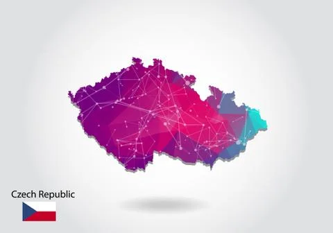 Vector polygonal czech Republic map. Low poly design. map made of triangles o イラスト素材