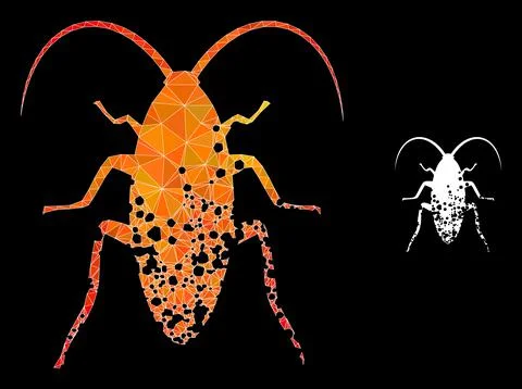 Vector Polygonal Damaged Cockroach Icon with Orange Colored Gradient Illustrazione stock