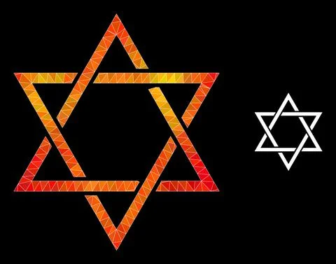 Vector Polygonal David Star Icon with Fire Gradient Stock Illustration