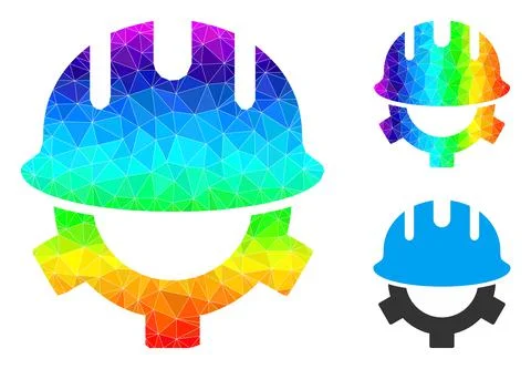 Vector Polygonal Development Helmet Icon with Spectrum Gradient Stock Illustration