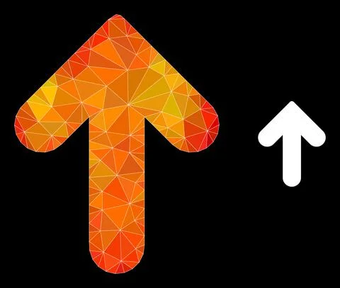 Vector Polygonal Up Direction Icon with Fire Gradient Stock Illustration