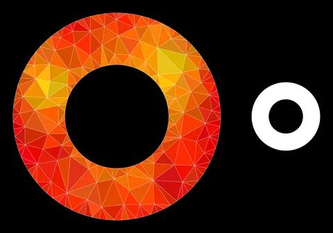 Vector Polygonal Donut Icon with Flame Gradient Stock Illustration