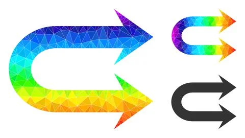 Vector Polygonal Double Right Arrow Icon with Spectral Colored Gradient 스톡 일러스트