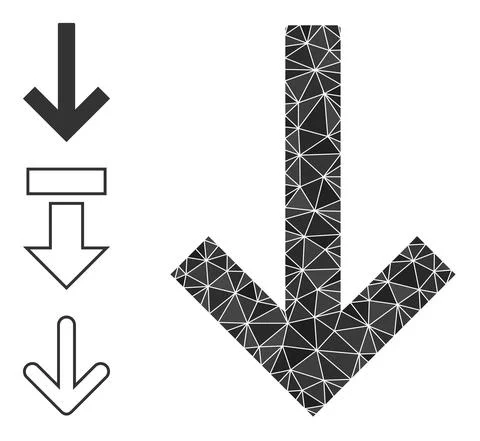 Vector Polygonal Down Arrow Icon with Similar Icons Stock Illustration
