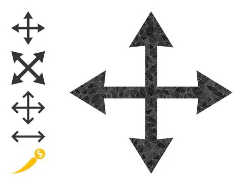 Vector Polygonal Enlarge Arrows Icon and Similar Icons Stock Illustration