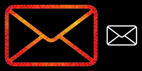 Vector Polygonal Envelope Icon with Orange Colored Gradient Stock Illustration