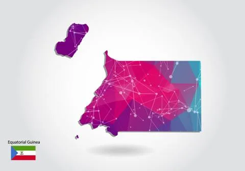 Vector polygonal equatorial Guinea map. Low poly design. map made of triangle イラスト素材