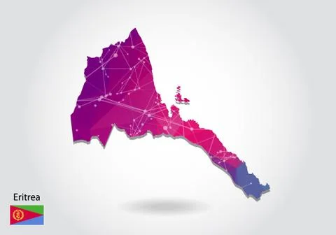 Vector polygonal eritrea map. Low poly design. map made of triangles on white Stock Illustration
