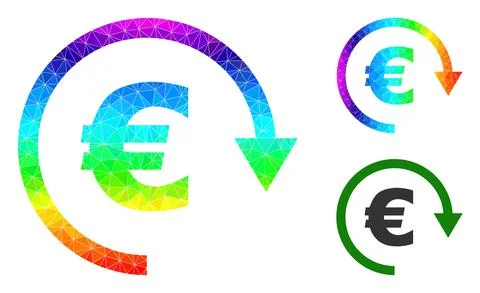 Vector Polygonal Euro Repay Icon with Rainbow Gradient Stock Illustration