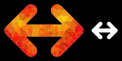 Vector Polygonal Exchange Arrows Horizontally Icon with Orange Colored Gradient Stock Illustration