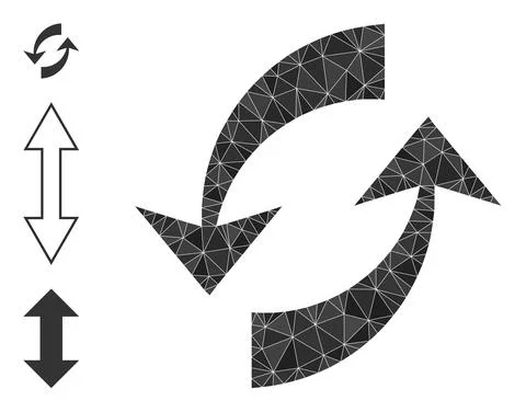 Vector Polygonal Exchange Arrows Icon with Bonus Icons Illustrazione stock