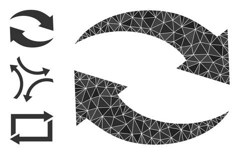 Vector Polygonal Exchange Arrows Icon and Bonus Icons Stock Illustration