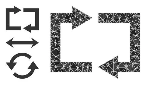 Vector Polygonal Exchange Arrows Icon with Bonus Icons Stock Illustration