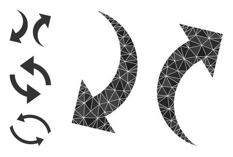 Vector Polygonal Exchange Arrows Icon with Bonus Icons Stock Illustration