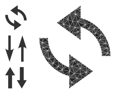 Vector Polygonal Exchange Arrows Icon and Bonus Icons Stock Illustration