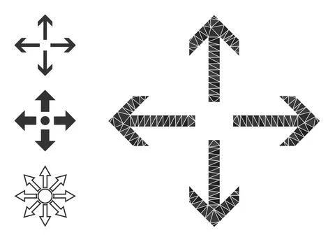 Vector Polygonal Expand Arrows Icon and Other Icons 스톡 일러스트