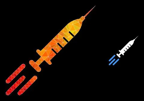 Vector Polygonal Express Vaccine Icon with Orange Colored Gradient Stock-Illustration