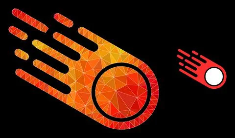Vector Polygonal Falling Meteorite Icon with Flame Gradient Stock Illustration