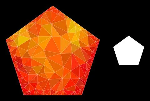 Vector Polygonal Filled Pentagon Icon with Fire Gradient Stock Illustration