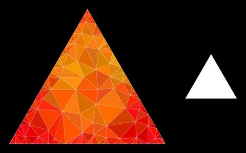 Vector Polygonal Filled Triangle Icon with Fire Gradient Stock Illustration