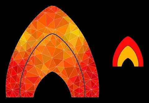 Vector Polygonal Fire Flame Icon with Orange Colored Gradient 스톡 일러스트