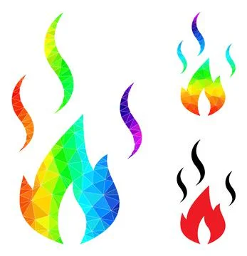 Vector Polygonal Fire Smoke Icon with Rainbow Gradient 스톡 일러스트
