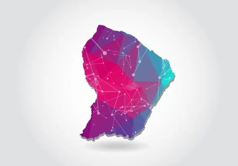Vector polygonal french Guiana map. Low poly design. map made of triangles on Stock Illustration