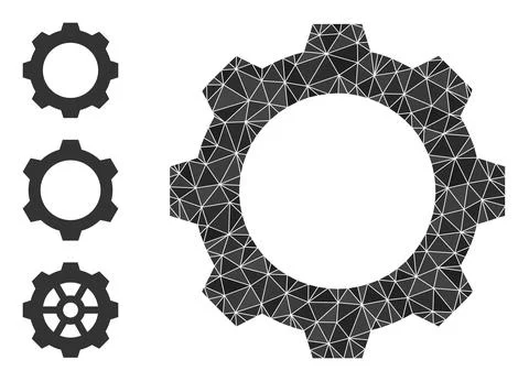 Vector Polygonal Gear Icon with Other Icons 스톡 일러스트