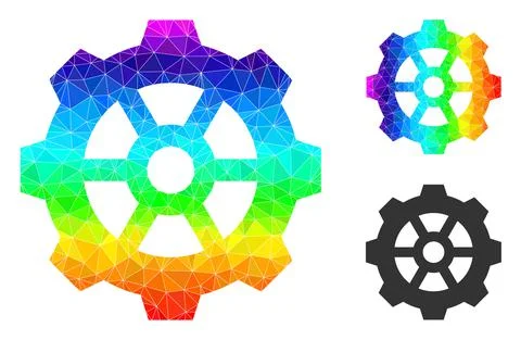 Vector Polygonal Gear Icon with Spectral Colored Gradient 스톡 일러스트