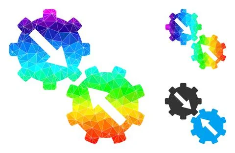Vector Polygonal Gear Integration Icon with Spectral Colored Gradient イラスト素材