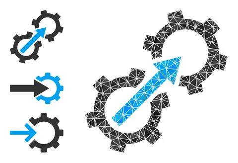 Vector Polygonal Gear Integration Icon with Other Icons Stock Illustration
