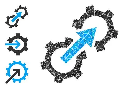 Vector Polygonal Gear Integration Icon with Other Icons イラスト素材