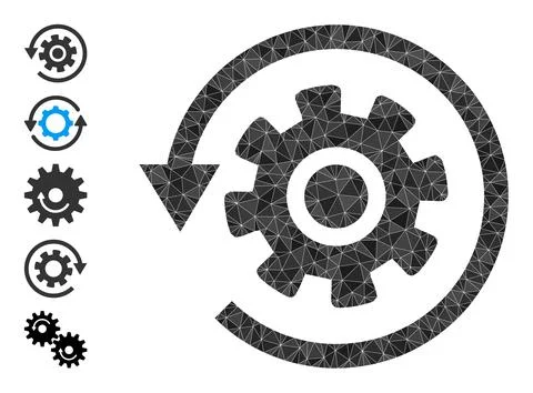 Vector Polygonal Gear Rotation Icon and Similar Icons Stock Illustration
