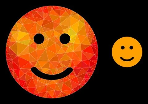Vector Polygonal Glad Smiley Icon with Flame Gradient Stock Illustration