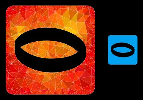 Vector Polygonal Gold Ring Icon with Fire Gradient Illustrazione stock
