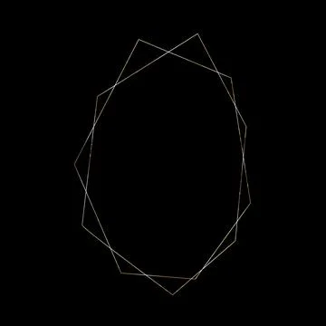 Vector Polygonal Golden Frame for Wedding Invitations or Greeting cards. Golden Stock Illustration