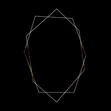 Vector Polygonal Golden Frame for Wedding Invitations or Greeting cards. Golden Stock Illustration