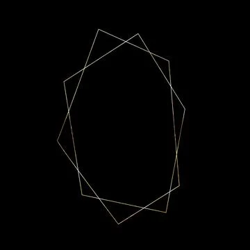 Vector Polygonal Golden Frame for Wedding Invitations or Greeting cards. Golden Illustration