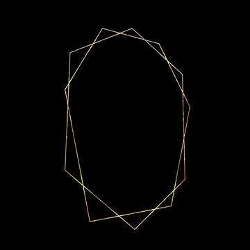 Vector Polygonal Golden Frame for Wedding Invitations or Greeting cards. Golden Stock Illustration