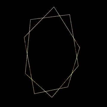 Vector Polygonal Golden Frame for Wedding Invitations or Greeting cards. Golden Stock Illustration