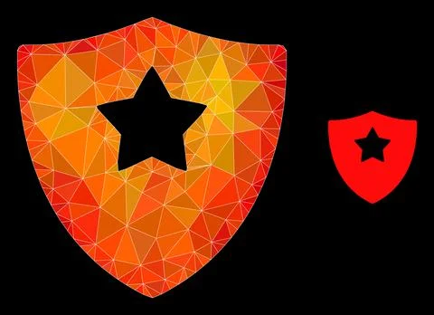 Vector Polygonal Guard Shield Icon with Flame Gradient Illustrazione stock