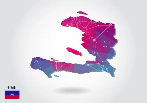 Vector polygonal haiti map. Low poly design. map made of triangles on white b Stock Illustration