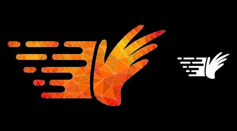 Vector Polygonal Hand Icon with Fire Gradient Illustrazione stock