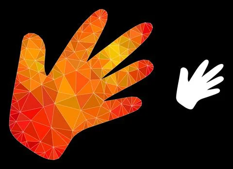 Vector Polygonal Hand Icon with Flame Gradient 스톡 일러스트