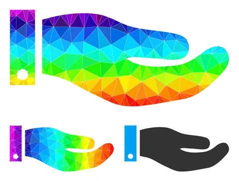 Vector Polygonal Hand Icon with Spectrum Gradient Illustrazione stock