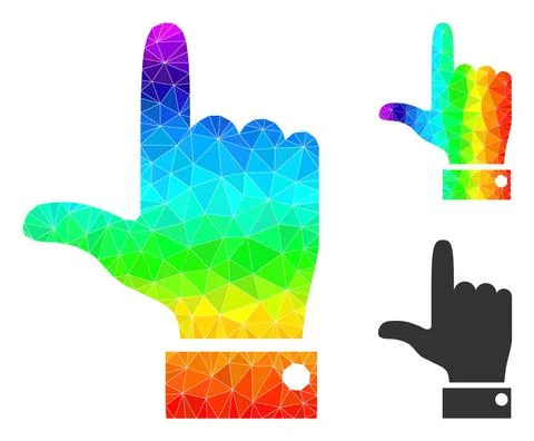 Vector Polygonal Hand Pointer Up Icon with Spectrum Gradient Illustrazione stock