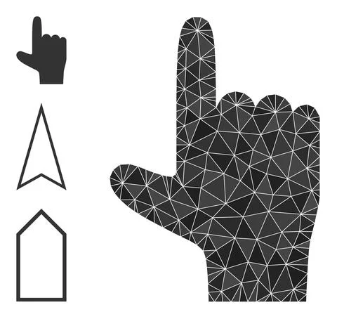 Vector Polygonal Hand Pointer Up Icon with Other Icons Illustrazione stock