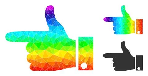 Vector Polygonal Hand Pointer Left Icon with Rainbow Gradient Stock Illustration