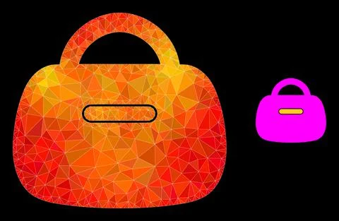 Vector Polygonal Handbag Icon with Flame Gradient Stock Illustration