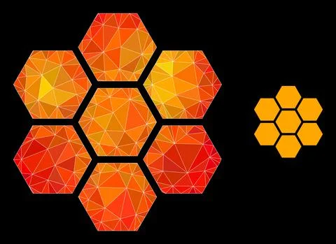 Vector Polygonal Honeycombs Icon with Orange Colored Gradient Stock Illustration